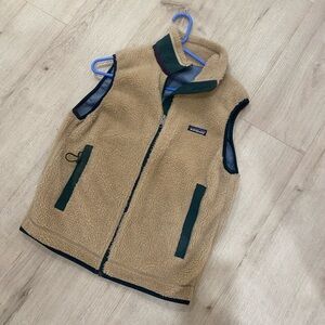 Patagonia Rare Vintage Vest - Tan with Dark Green Trim - USA - Small / Medium